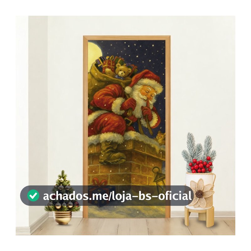 Festiva Capa Porta Comemorativa Papai Noel Chaminé Natalina Decoração Feliz Natal Para Casa