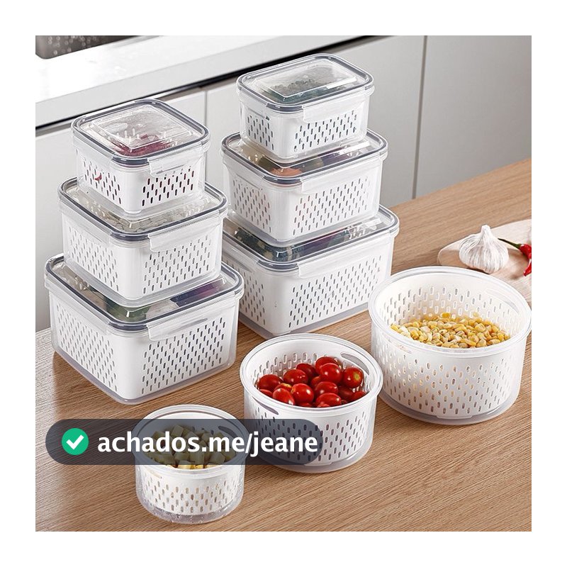 Kit 3 Potes Organizadores Geladeira Organizador Alimentos Vegetais Cozinha Moderna
