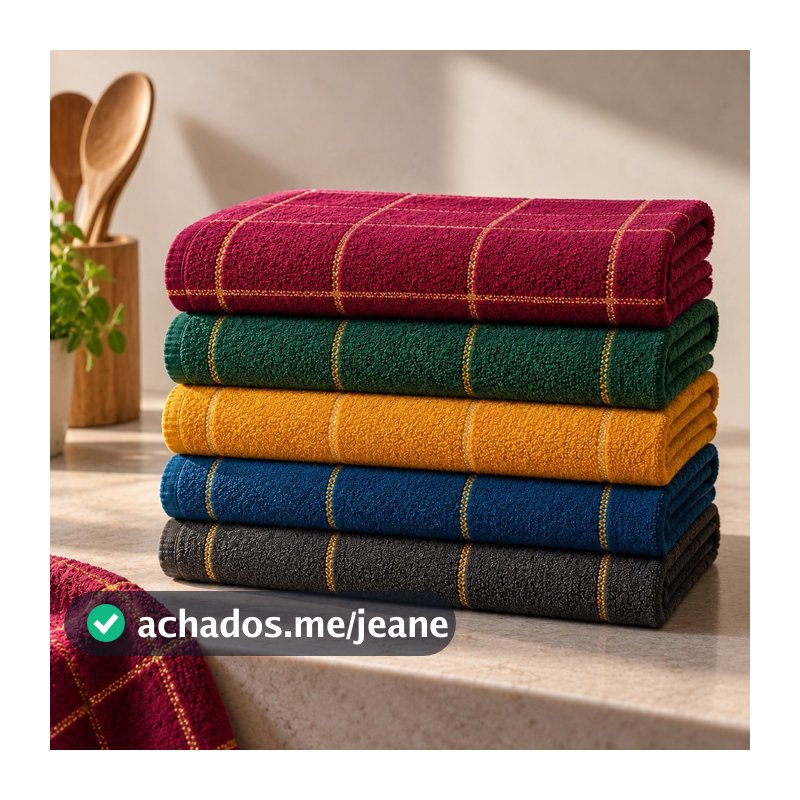 Kit Toalha Cozinha Copa Pano Vintage Chef 03 05 e 10 Peças Listrada xadrez 100% Algodão Laune Haus