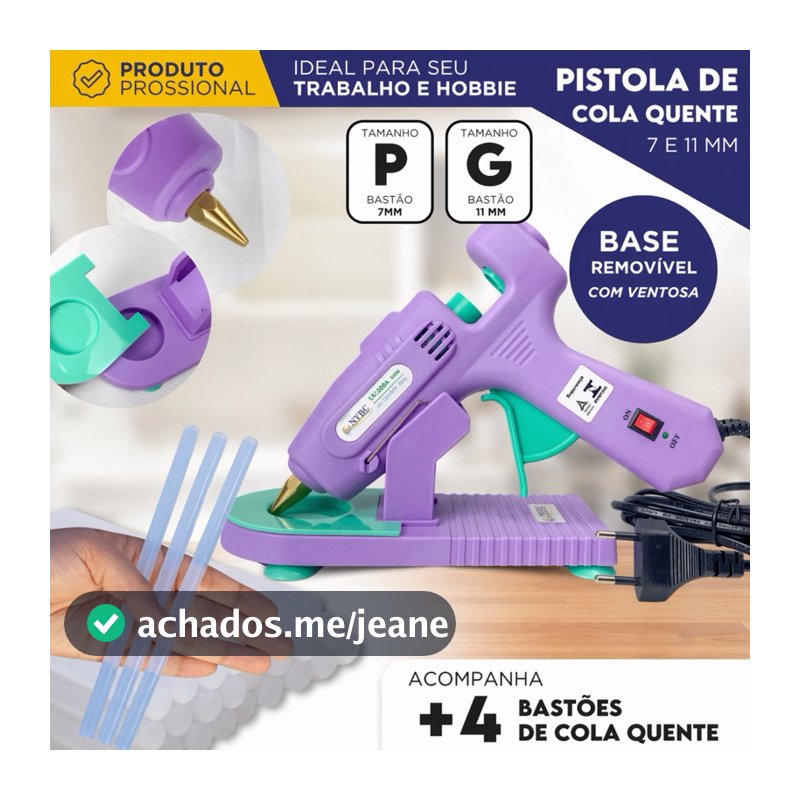 Pistola de Cola Quente Luxo Ny Com Suporte 4 colas de Brinde