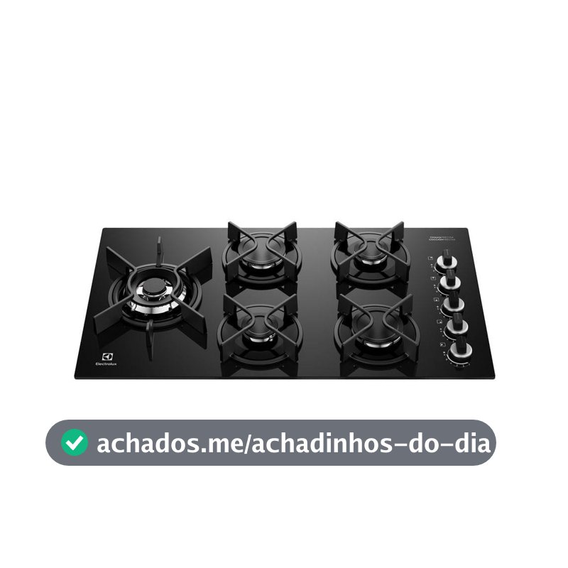 Cooktop 5 Bocas a Gás Electrolux Mesa Vidro Expert ChamaPrecisa e Grade Ferro Fundido (KE5GW)