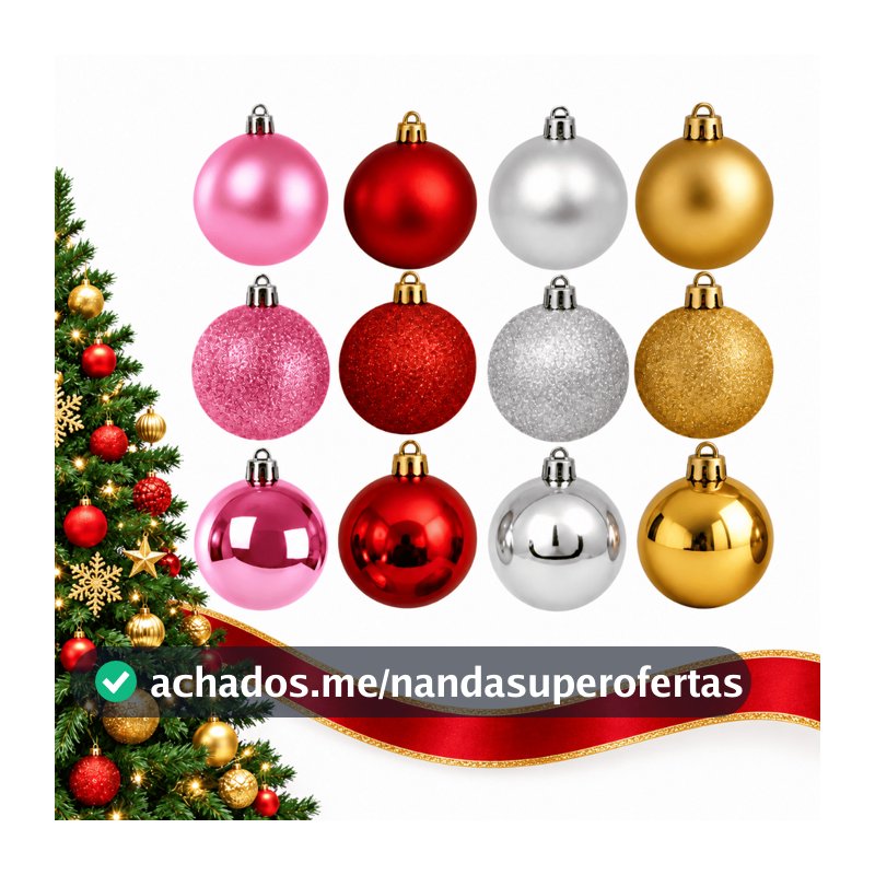 Kit 15 e 30 Bolinhas Enfeite Árvore De Natal 3cm Mista Lisa Fosca Glitter Decoração Natalina Vermelha e Dourada