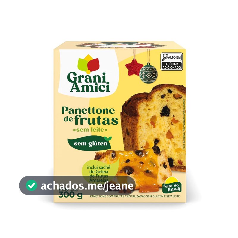 Panetone Sem Glúten com Frutas Cristalizadas 300g - Grani Amici