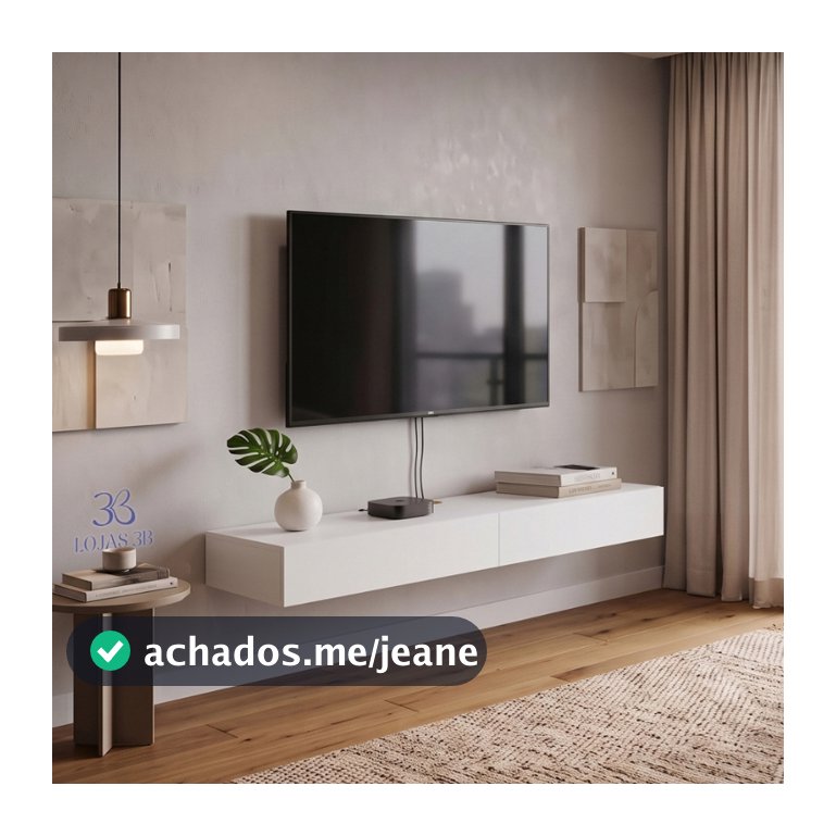 Aparador de Sala Hall Suspenso 2 Portas 110cm MDF/MDP Paris Off White