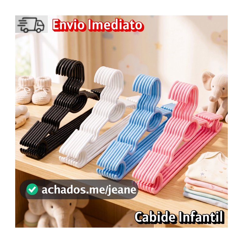 Kit até 50 Cabides Infantil Bebê Baby Rosa Azul Branco Preto Plástico  Roupa Colorido Reforçado Premium