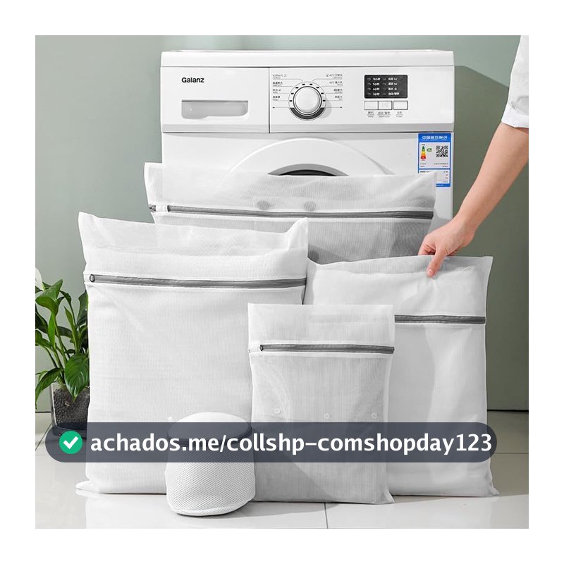 Kit 5 Sacos De Lavar Roupas Delicadas, Saco de Lavanderia Bolsa Para Lavar Roupas Íntima - 5 Tamanho