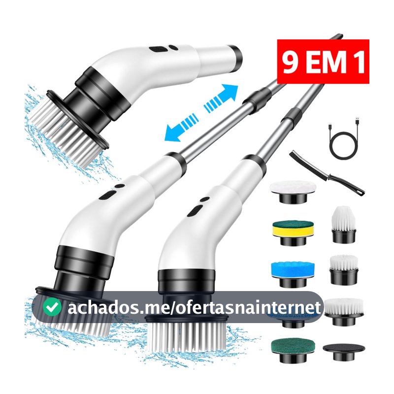 Escova De Limpeza Ajustável Janela Banheiro e Cozinha Ferramenta 9 EM 1 Recarregável