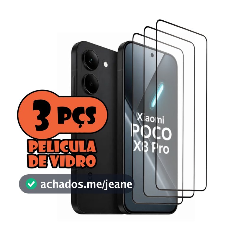 Kit Com 3 Películas de vidro 3D Para Xiaomi Poco X8 Pro
