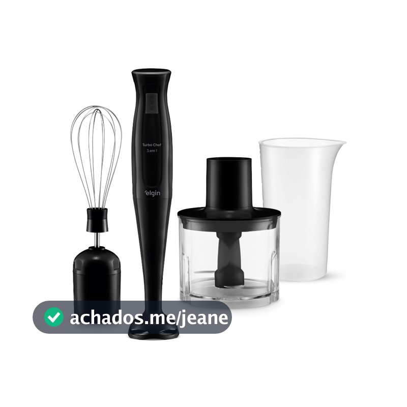 Mixer Turbo Chef Elgin 3 em 1 200W com Mini Processador Batedor Fouet e Copo 700ml