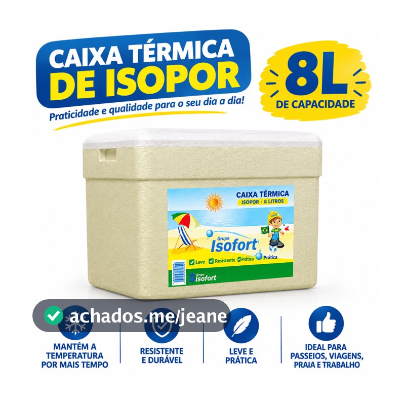 Caixa Térmica EPS Isopor Para Camping Salgados Queijo - 8 Litros