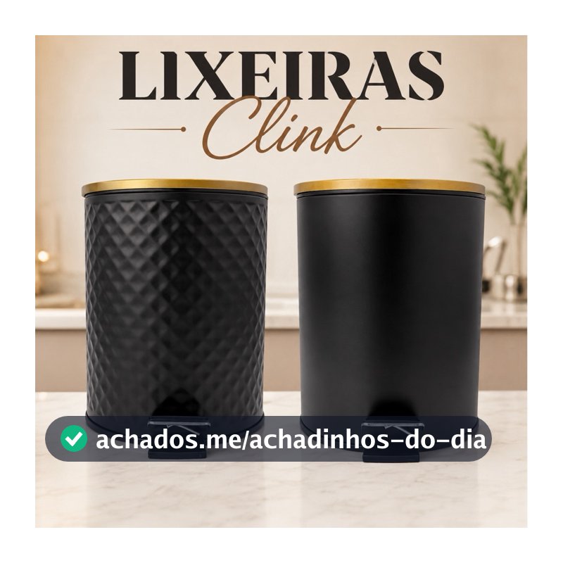 Lixeira banheiro 5 litros Tampa Bambu com Pedal Decorativa Premium Clink Clean Soft Close Moderna