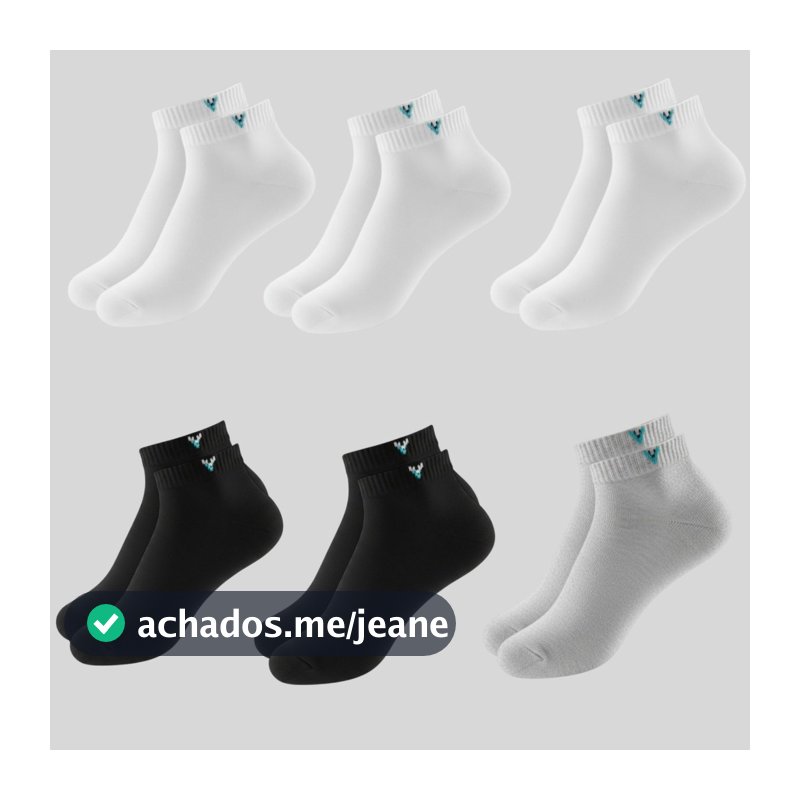Kit 6 Pares Meias Adulto Cano Curto Soquete Algodão Unissex Masculina Feminina 34 ao 43