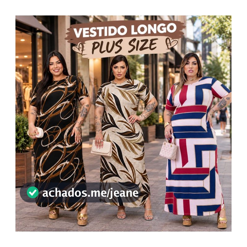 Vestido Longo Curve Curvy Plus size moda evangélica com fenda estampado e liso do 44 ao 58 Casual
