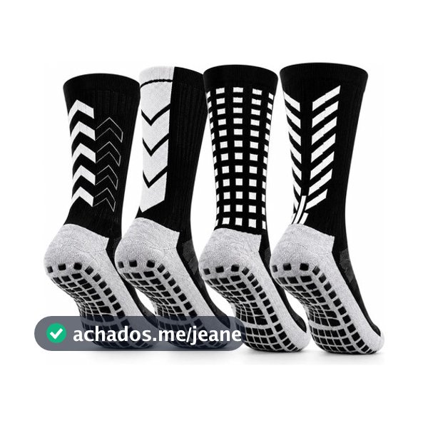 Kit 4 Pares Meia Antiderrapante Futebol Grip Esportiva Cano Longo Treino 36 ao 42
