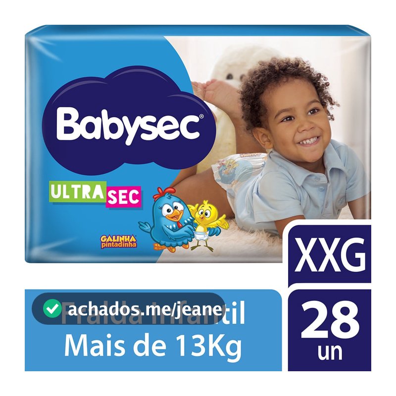 Fralda Descartável Babysec Ultrasec Galinha Pintadinha XXG (acima de 18 kg) 28 Unidades