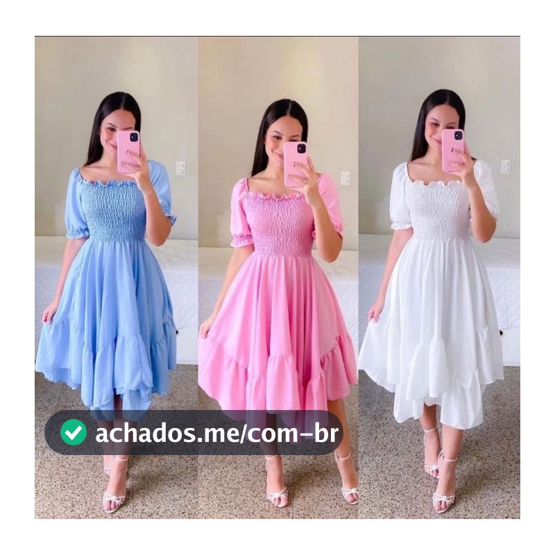 Vestido Feminino Moda Evangelica Lastex Com Manga Bufante Todas as Ocasiões REF:201