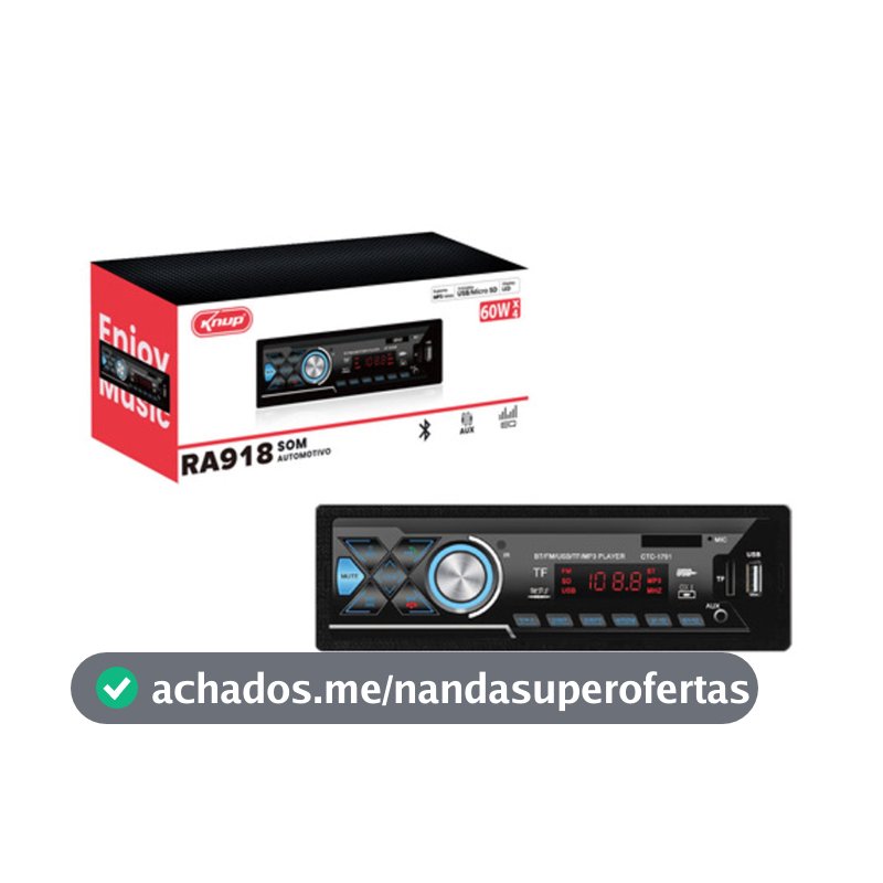Rádio Automotivo Bluetooth KP-RA918 MP3 Som FM LED Backlight