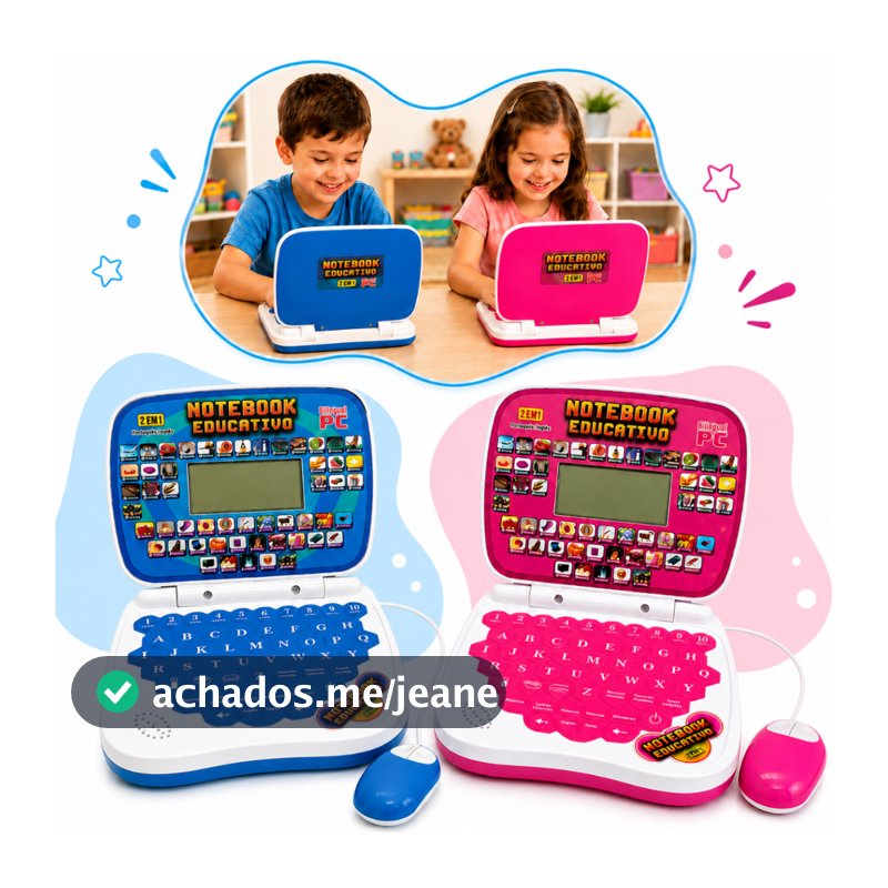 Laptop Infantil Notebook Educativo Computador Português e Inglês Raciocínio Lógico Palavras Números