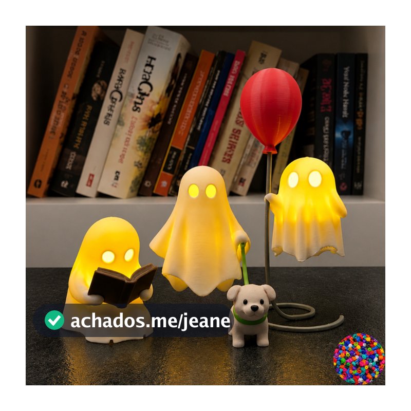 Luminária Fantasminhas (Leitor, Coração, Pet e Balão)