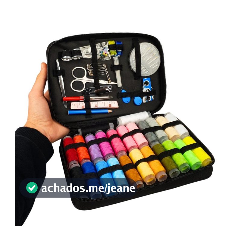 Kit de Costura Completo com Linhas Agulhas Tesoura Dedal Estojo Portátil 33 ou 90 Peças - BNVT