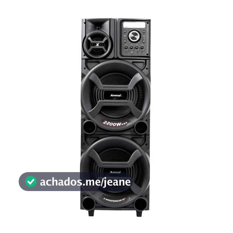 Caixa de Som Amplificada  ACA 2201 Pesadão Torre Amvox  2200W Duplo Woofer de 12"  Bluetooth Bivolt