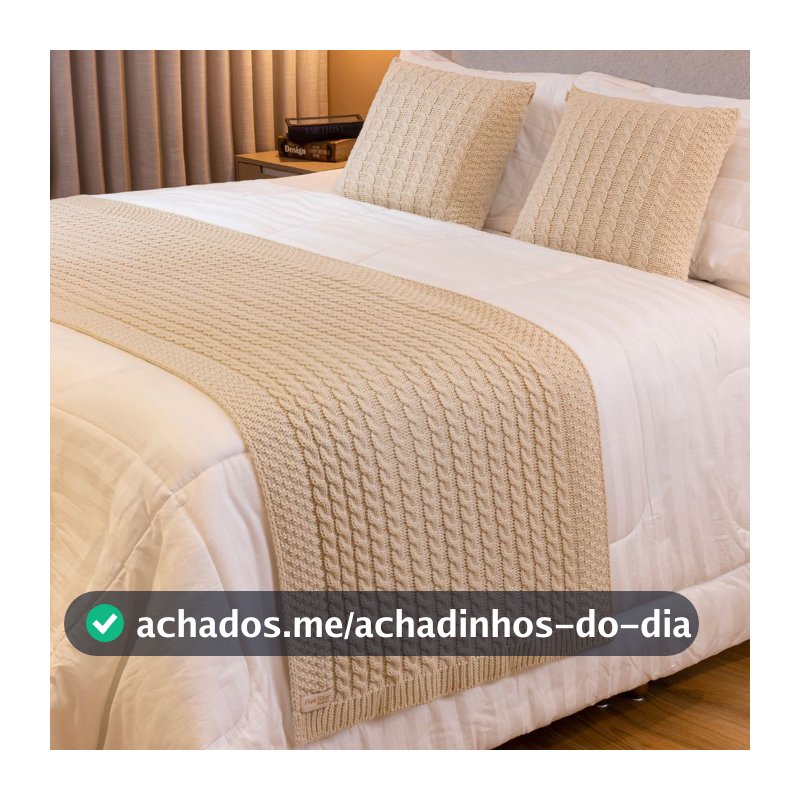 Kit Peseira Manta Tricot Cama Solteiro Casal Queen King + 2 Capas Almofadas Trico Amsterdam