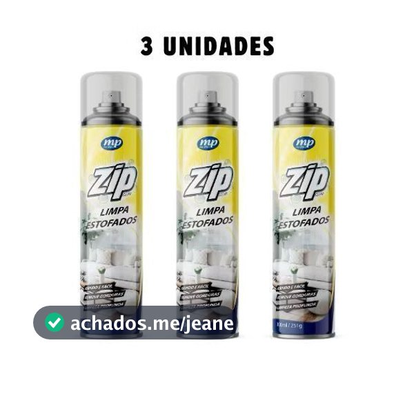 Kit 3 Limpa Estofados Espuma Spray 300ml Zip Limpeza Profunda Sofá Banco Carro Remove Sujeira Fácil