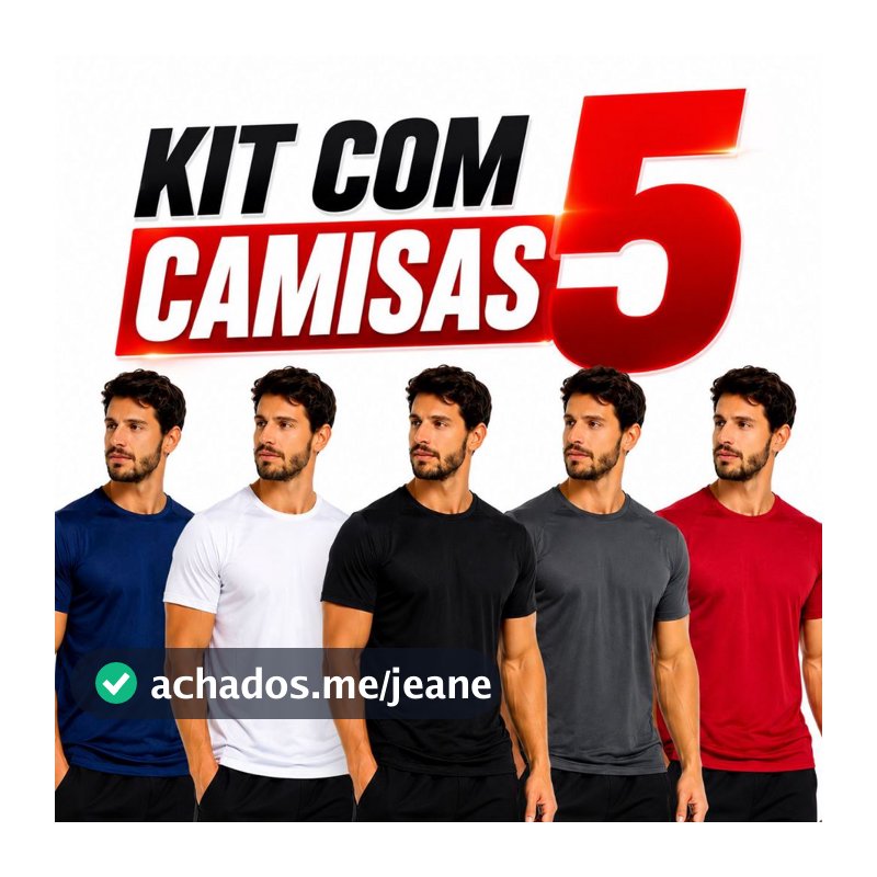 Kit 5 Camisas Dry Fit Proteção Uv Furadinha Masculinas para Academia mega promoção