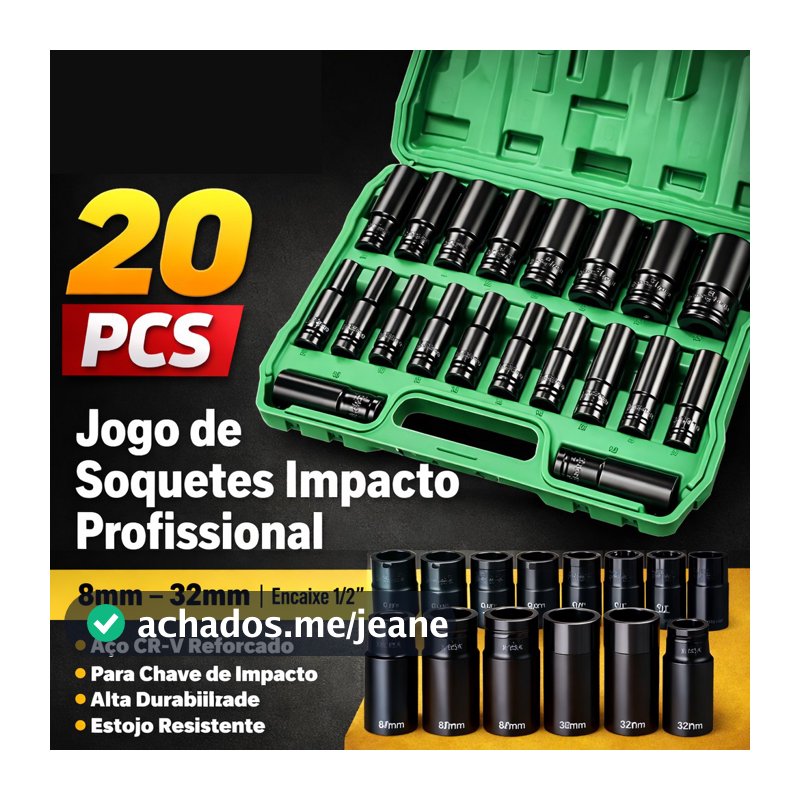10/20 Peças Conjunto De Soquete De Impacto Longo 1/2 8 A 32 mm GEELE