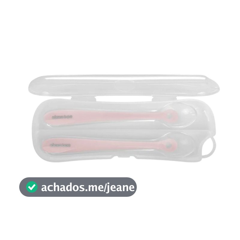 Kit 2 Colheres de Silicone Bebê Infantil Com Estojo Introdução Alimentar 4 Meses Sem BPA Kikkaboo