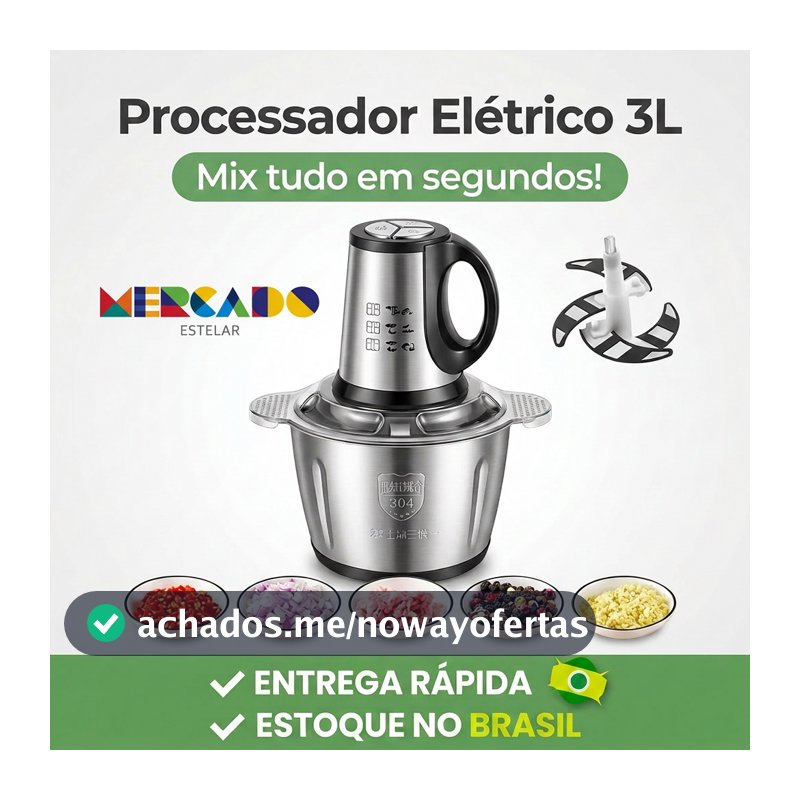 3L Picador De Alimentos Moedor De Carne Mixer Elétrica Processador Cozinha Casa Alho - 110v-220v