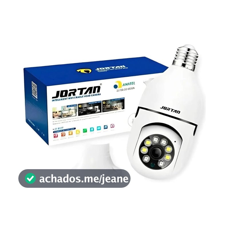 Câmera Lâmpada Jortan JT-8177 Wi-Fi 360° Full HD 1080p Cor Branco
