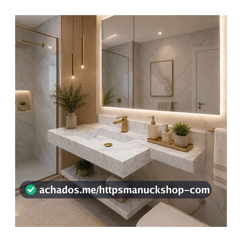 Kit Lavatório Esculpido Prateleira e Extensor em Porcelanato DM – 50x40 | 60x40 | 70x40 + Prateleira + Extensor