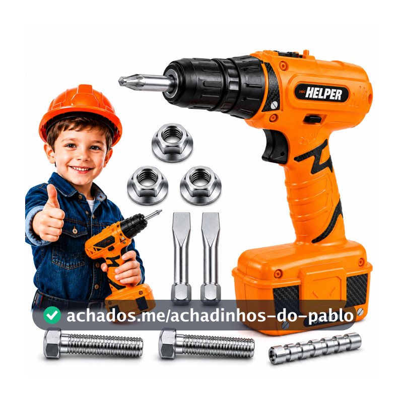 Ferramenta Infantil Parafusadeira Brinquedo Pilha Gira de Verdade