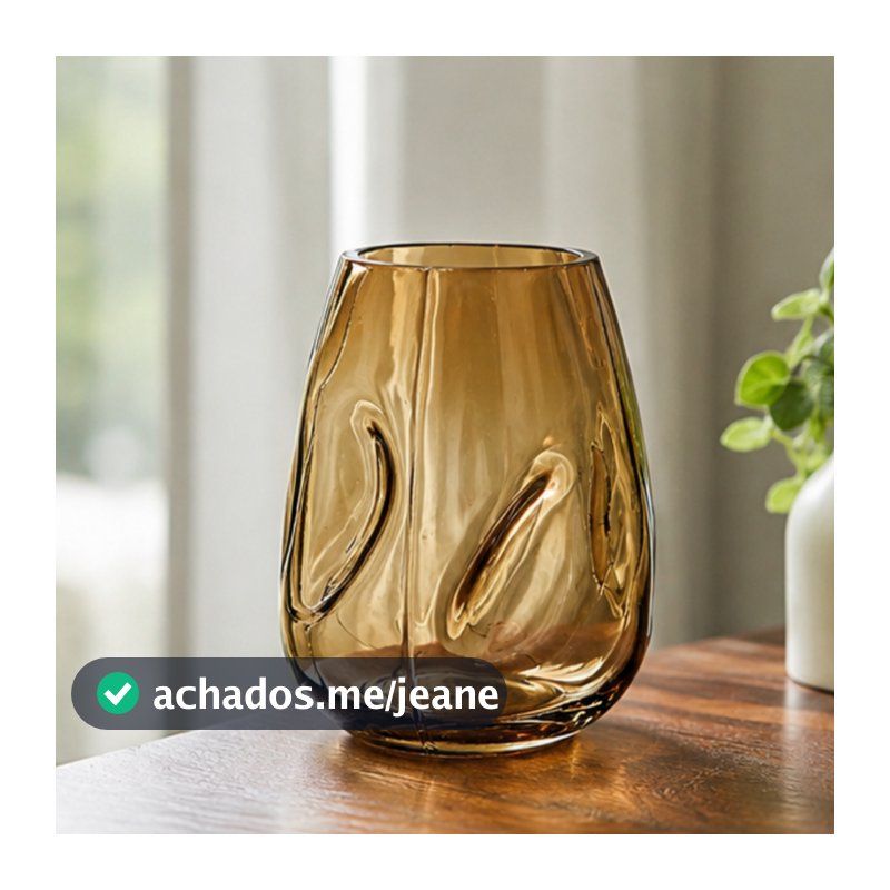 Vaso de Vidro Grosso Pequeno Primeira Linha Irregular ambar