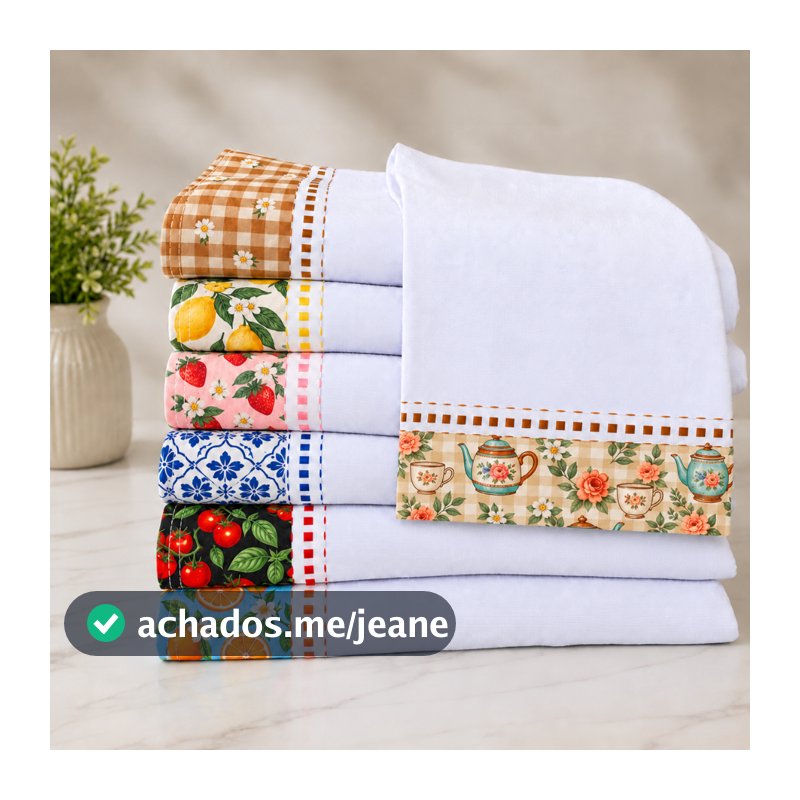 Panos De Prato Branco Grande Barrado Estampado 10 unidades