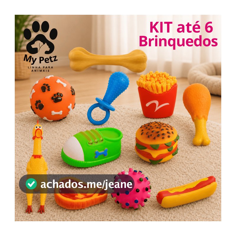 KIT Mordedor Com Apito, Brinquedo Cachorro Pet Pequeno Médio Porte Brinquedinho Pet Mordedor