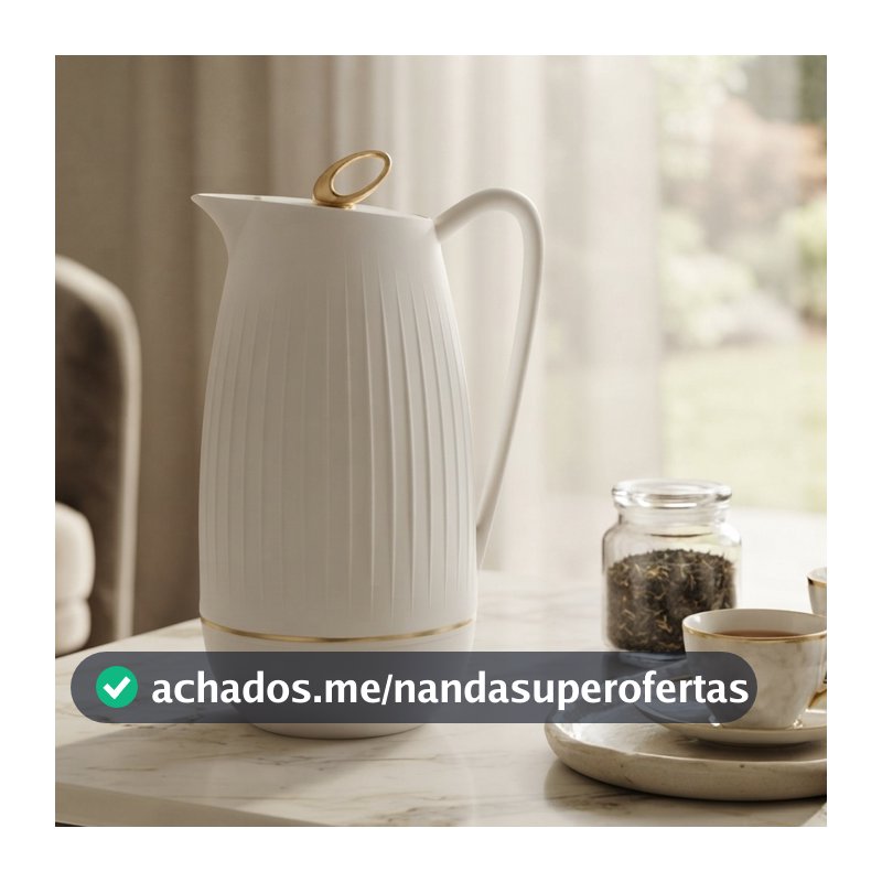 Garrafa Térmica Lyor Ballon 1L Branca de Plástico para Café Chá Água Quente e Fria Chimarrão Bule Escritório Casa Viagem