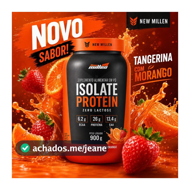 Whey Protein Isolado Zero Lactose Isolate Protein 900g New Millen - Proteína Bovina Isolada