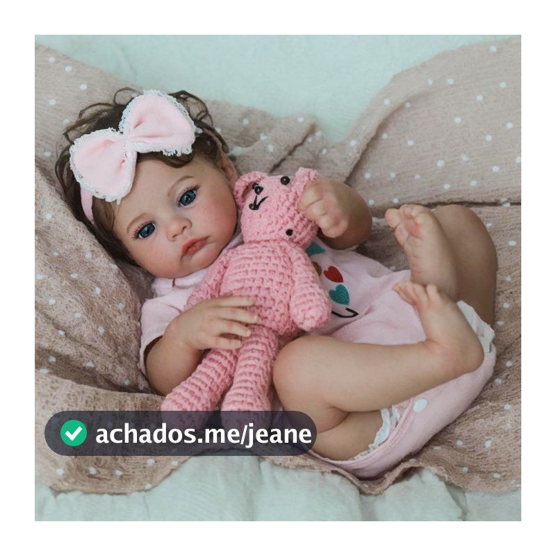 Bebê Reborn Boneca Menina Silicone 48cm Olho Azul com Acessórios Pode dar Banho