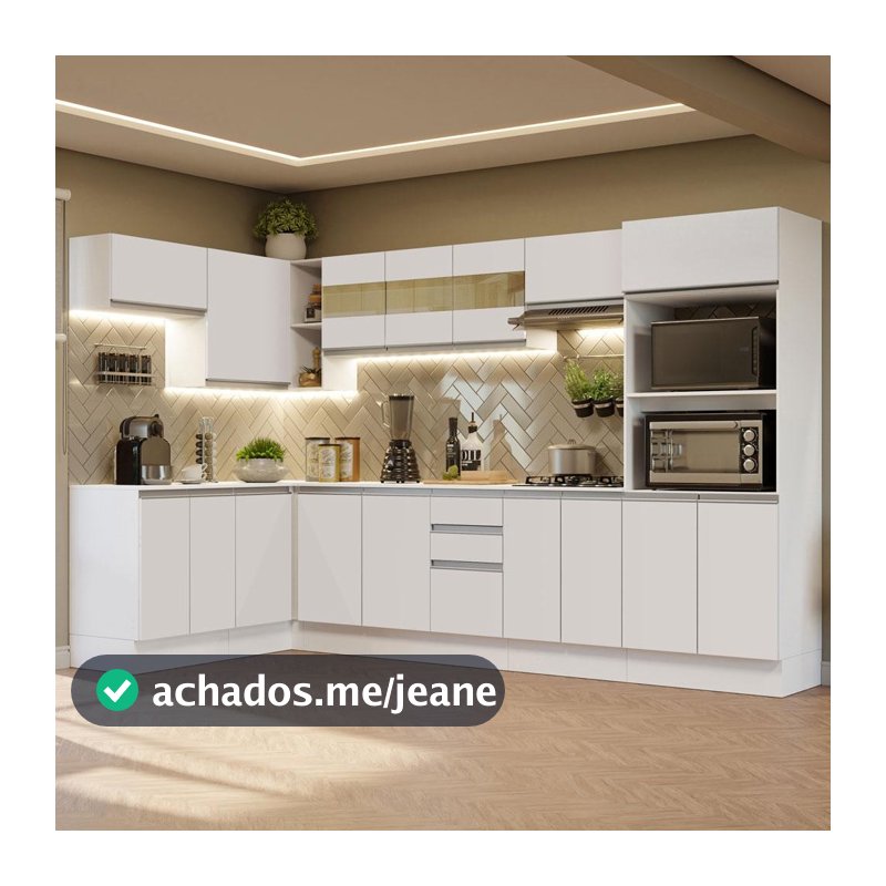 Armário de Cozinha Completa de Canto 100% MDF 447cm Smart Madesa 02