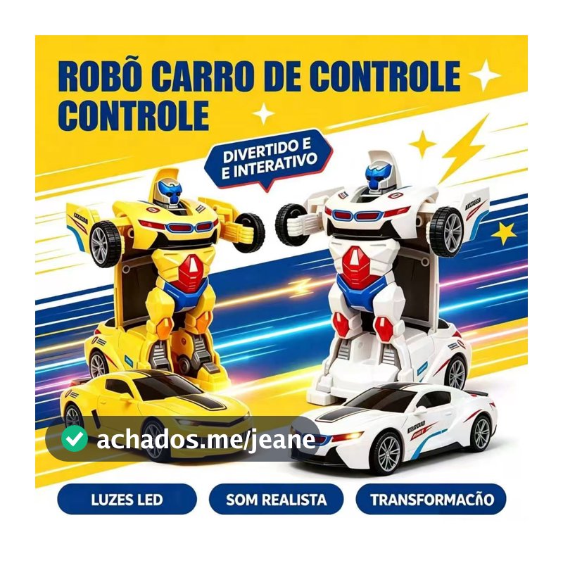 DLI Carrinho Transformes Robô 2 em 1 Brinquedo Infantil Eletrônico Com Luz e Som Automáticos