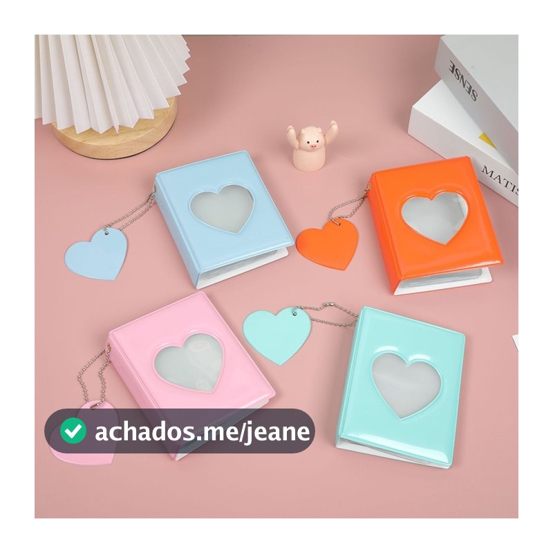 Álbum De Fotos com Capa de Coração Oco, 3 Polegadas - Para Photocards, Fotos Instax Mini e Cartões
