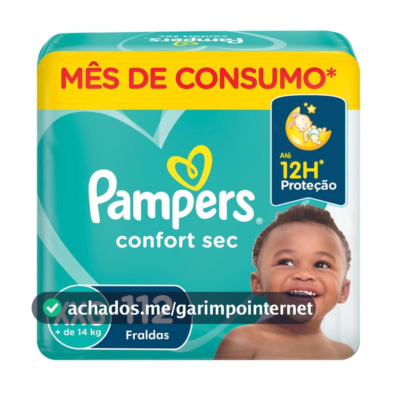 Fralda Pampers Confort Sec Jumbo Plus XXG com 112un