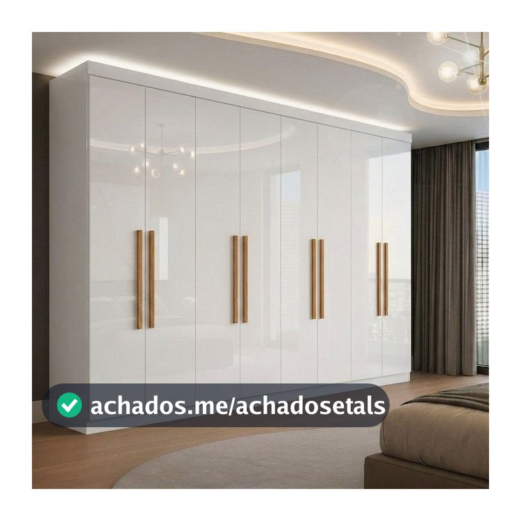 Guarda Roupa Casal 8 Portas 4 Gavetas Paris Espresso Móveis Branco Branco