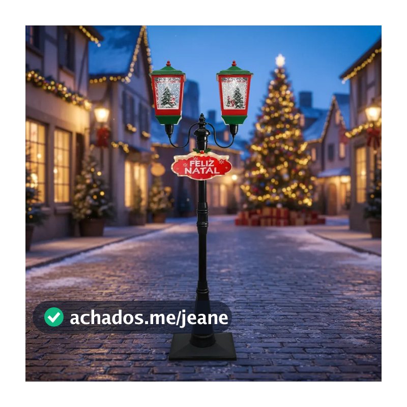 Poste Natal Duplo Verde/vermelho Musical Neve 1,79m Bivolt Decoração Natal
