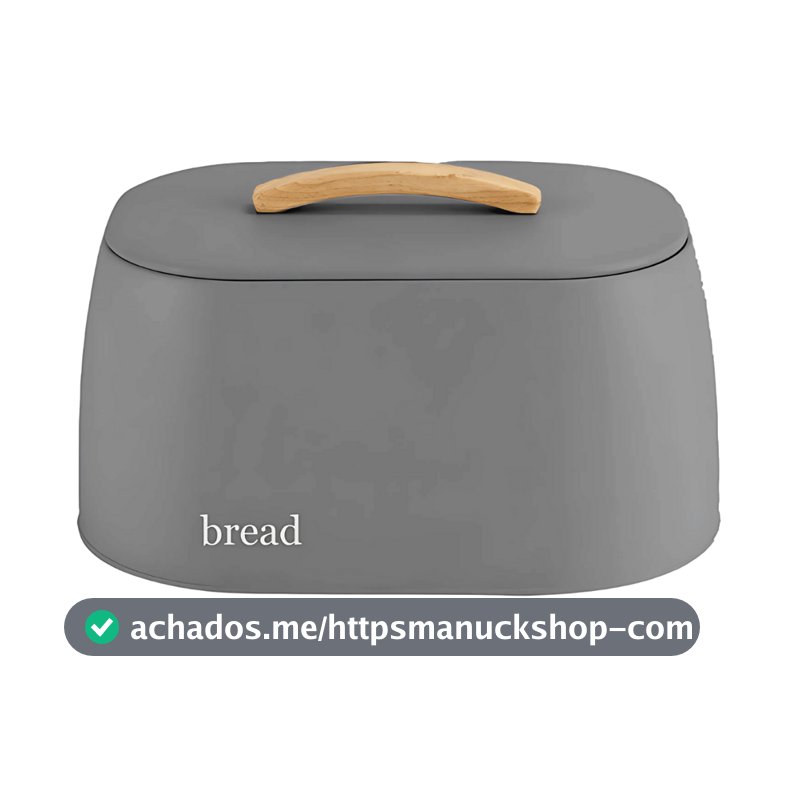 Porta Pão Bege Tampa Com Alça Bambu Sense Metalla Bread Metal Liso OU Presente Casamento Decoração