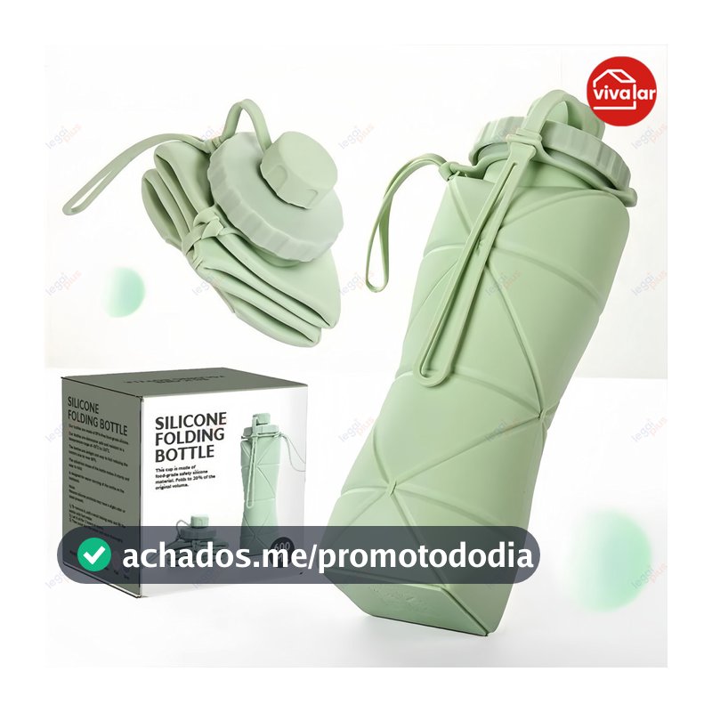 Garrafa de Água Dobrável em Silicone–600ml Portátil,Reutilizável, com Tampa Hermética e Fechamento à Prova de Vazamentos