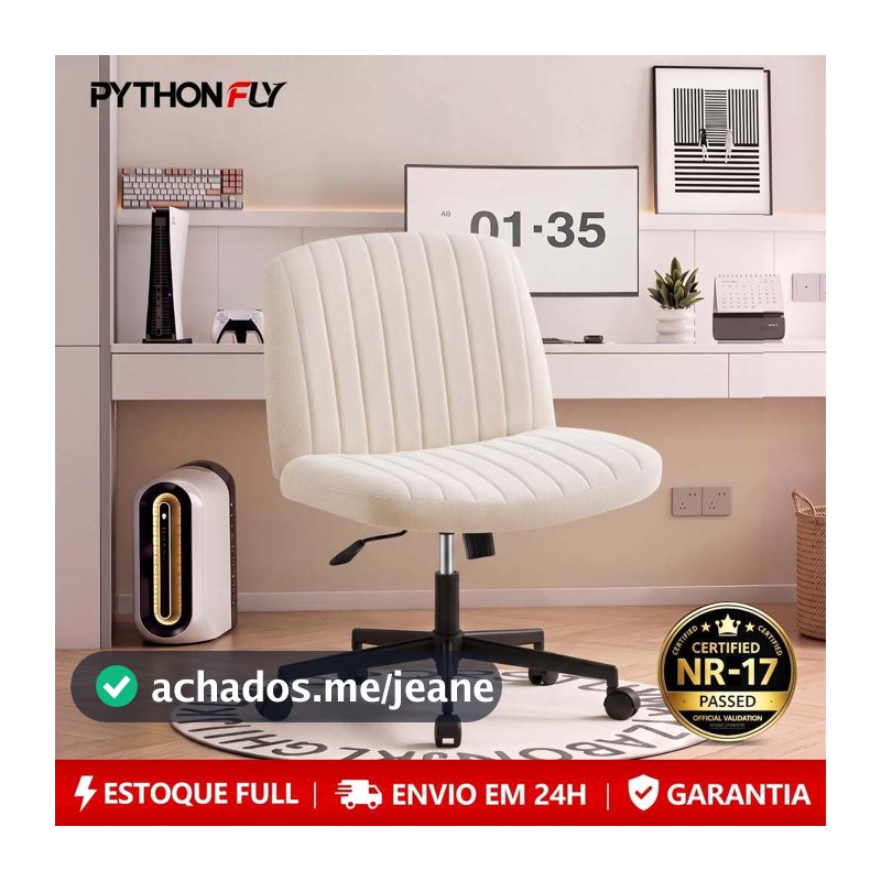 Cadeira Giratória de Escritório PEQUENA e Ergonômica - Encosto Macio, Inclinação Ajustável 20° | Base Estável 150kg