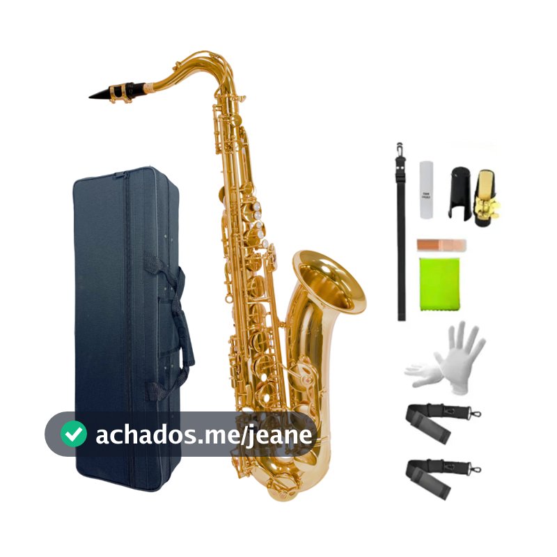 Saxofone Tenor SONN Sib Laqueado Com Case Térmico Rígido E Acessórios Completo Para Estudo Bands Show Pro